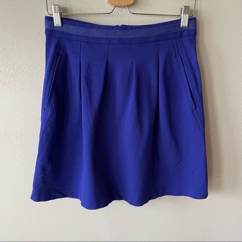 Theory Blue/Purple Skater Mini Skirt - Size: 4